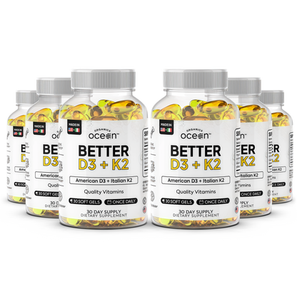 Organics Ocean Better D3 + K2-100% Organic VIT D3 and K2 Supplements with Maximum Bioavailability - Supports Bone Density, Calcium Balance, Immunity & Mood - 1-Pack, 30-Day Supply